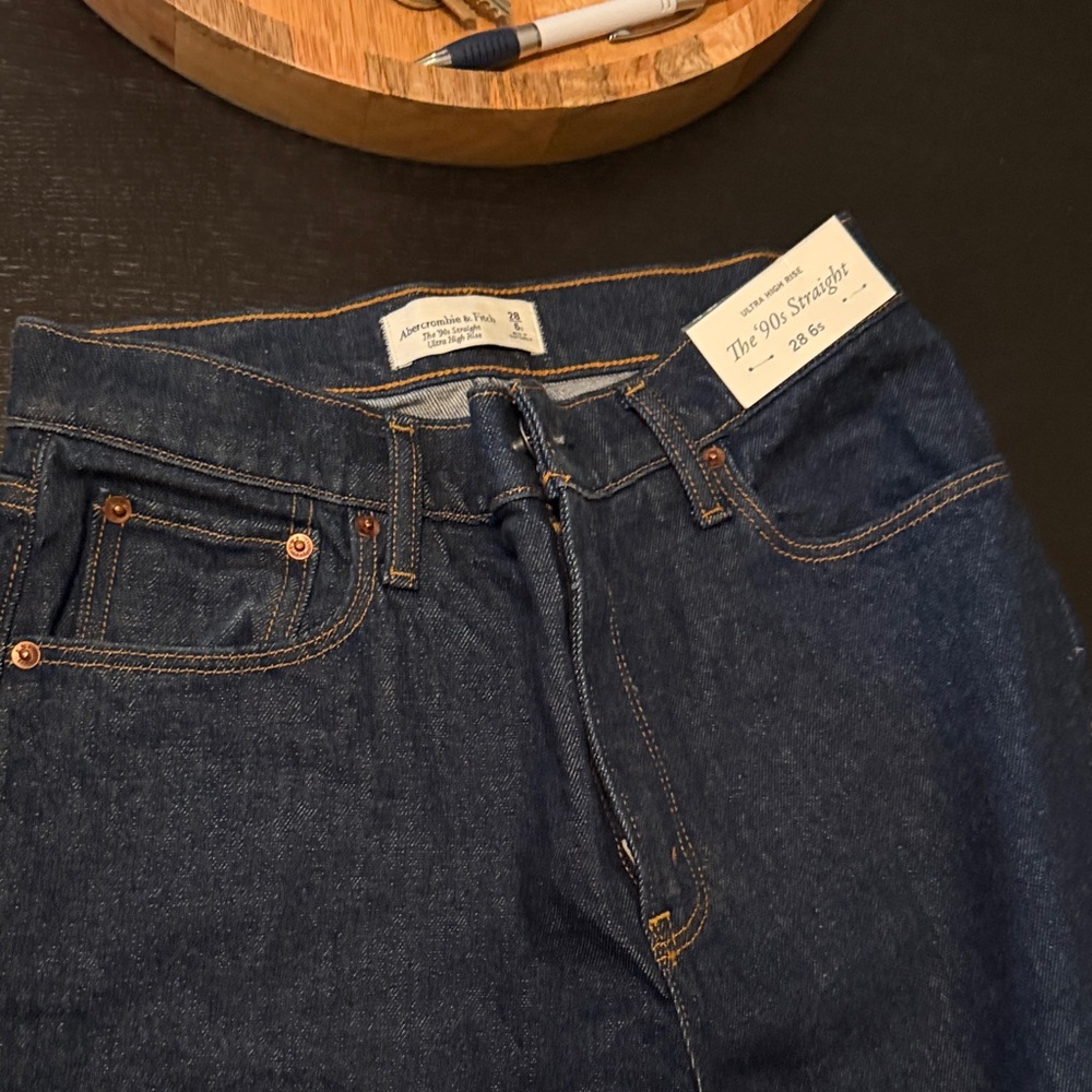 Abercrombie & Fitch Women's Dark Blue Straight Jeans
